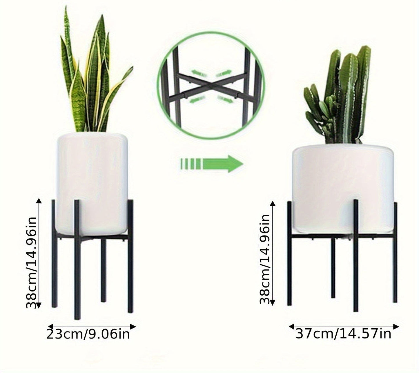 Soporte de planta de metal ajustable | Soporte moderno para macetas de interior y exterior