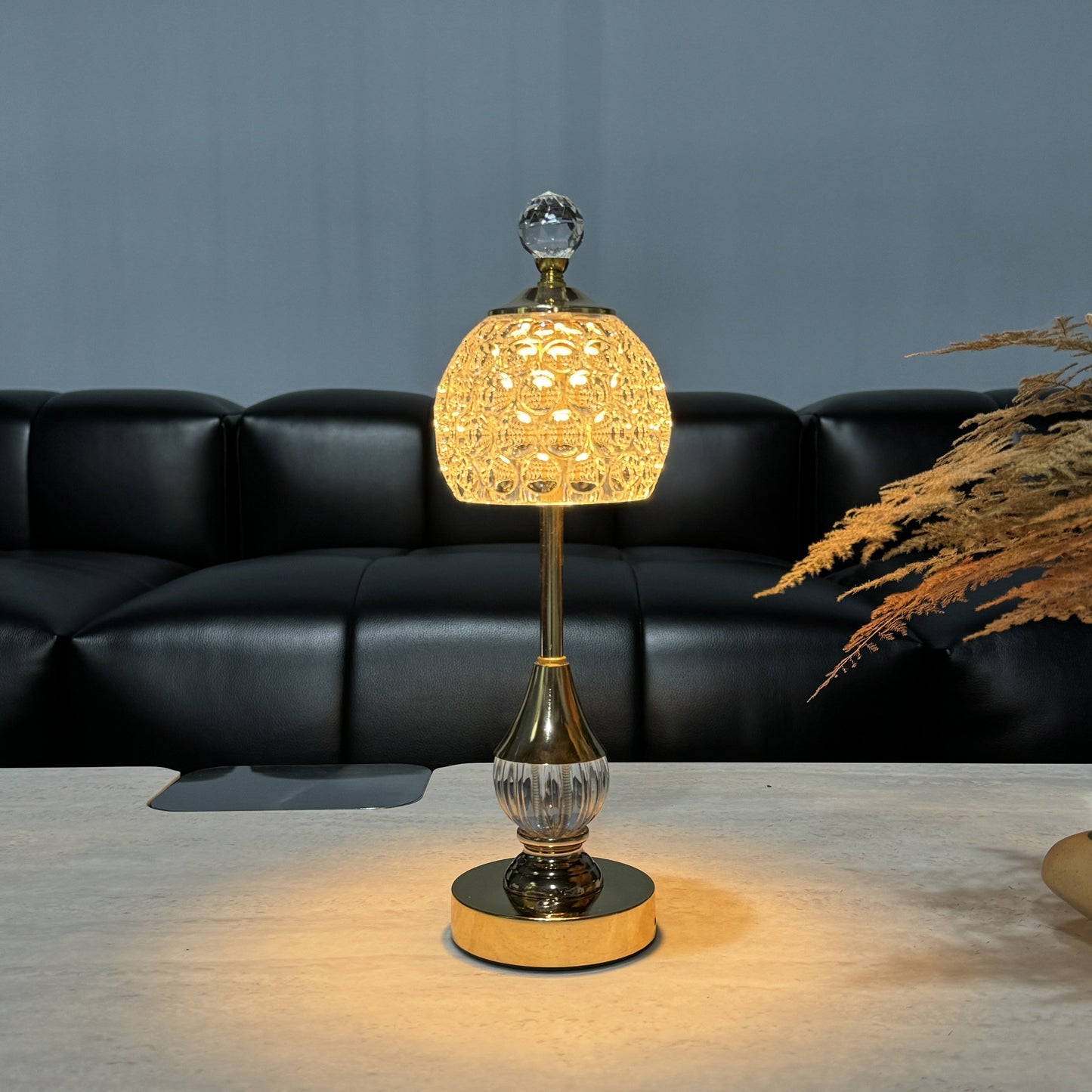 Lámpara de Mesa Crystal Touch | Luz LED Recargable para Mesita de Noche