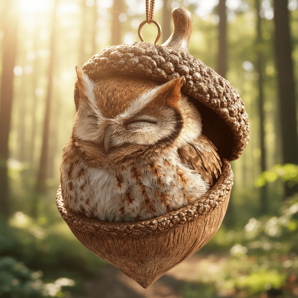 Adornos para árbol de Navidad hechos a mano con decoraciones de bellotas y animales del bosque