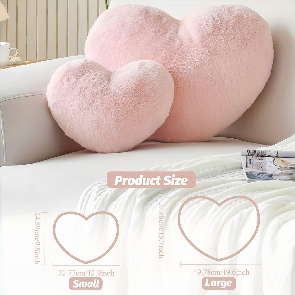 Cojín decorativo de sofá de felpa en forma de corazón
