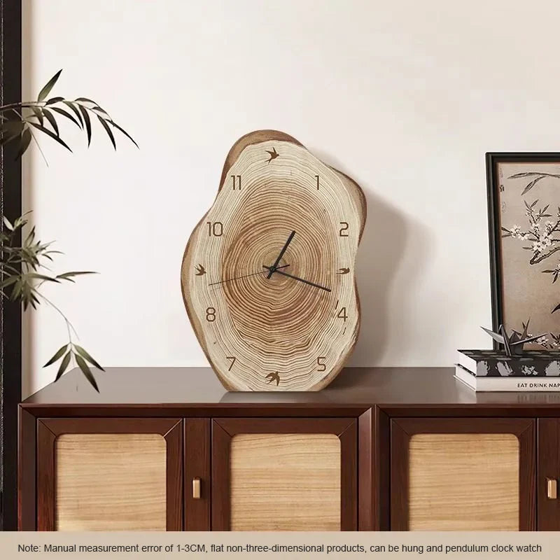 Reloj de Anillos Anuales Rústico | Diseño Inspirado en Madera Natural