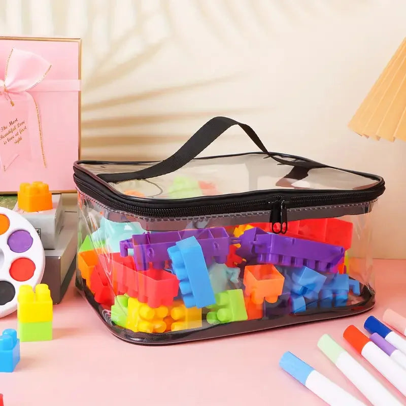 Bolsa Transparente de Malla para Guardar Juguetes | Organizador de Gran Capacidad para Juguetes, Rompecabezas y Bloques de Construcción