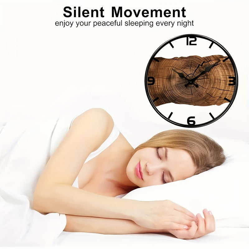 Reloj de Pared con Diseño de Troncos Rústicos | Reloj con Aspecto de Madera Natural