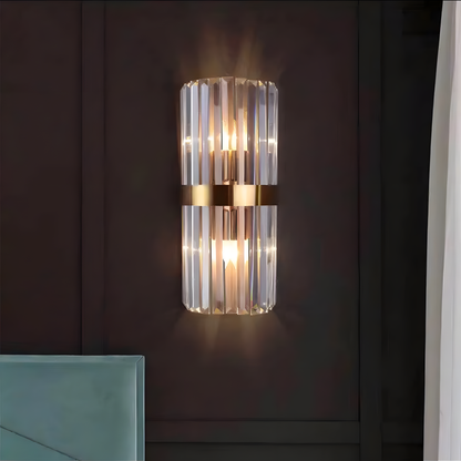Lámpara de Pared de Cristal | Aplique de Acero Inoxidable de Lujo Moderno