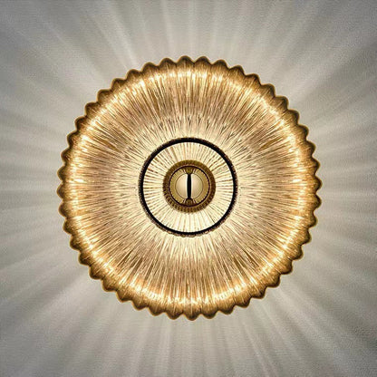 Aplique de Pared de Vidrio Vintage Nórdico | Lámpara de Disco Redondo a Rayas