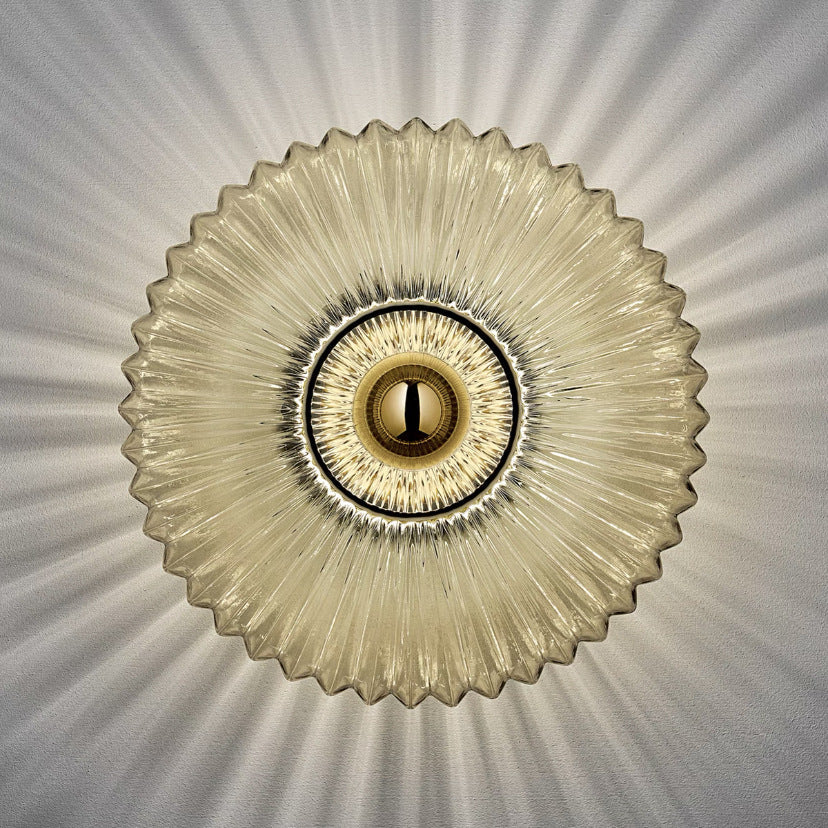 Aplique de Pared de Vidrio Vintage Nórdico | Lámpara de Disco Redondo a Rayas