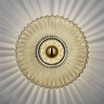 Aplique de Pared de Vidrio Vintage Nórdico | Lámpara de Disco Redondo a Rayas