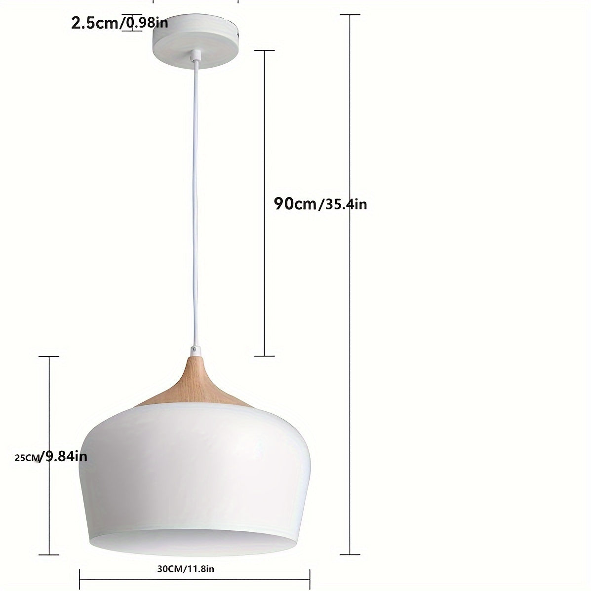 Lámpara colgante escandinava moderna | Diseño de hierro y veta de madera