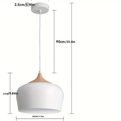 Lámpara colgante escandinava moderna | Diseño de hierro y veta de madera