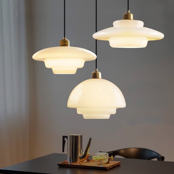 Lámpara colgante de vidrio blanco | Elegancia moderna de mediados de siglo