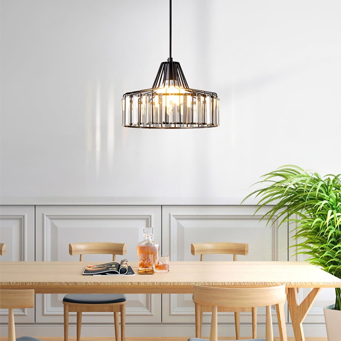 Lámpara Colgante Moderna de Cristal Negro | Elegante Luminaria Suspendida