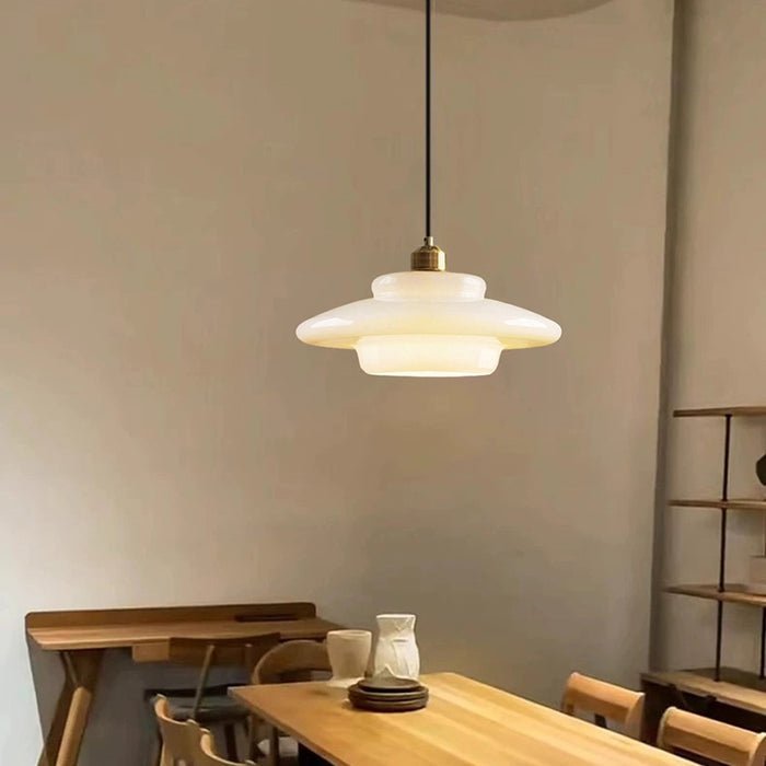 Lámpara colgante de vidrio blanco | Elegancia moderna de mediados de siglo