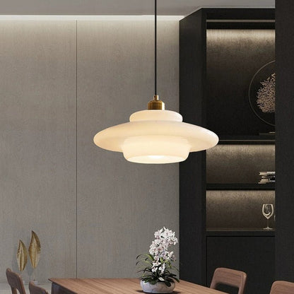 Lámpara colgante de vidrio blanco | Elegancia moderna de mediados de siglo
