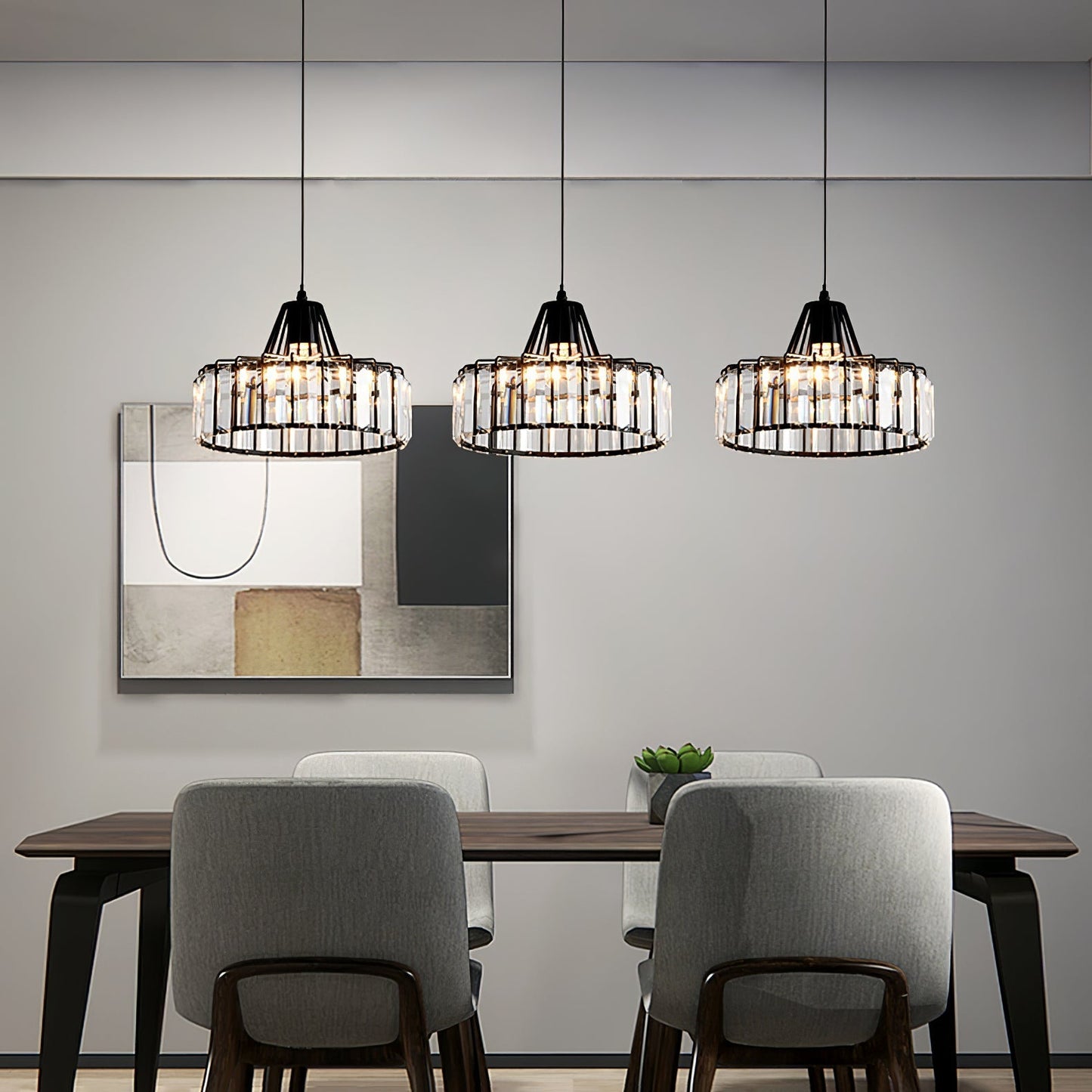 Lámpara Colgante Moderna de Cristal Negro | Elegante Luminaria Suspendida