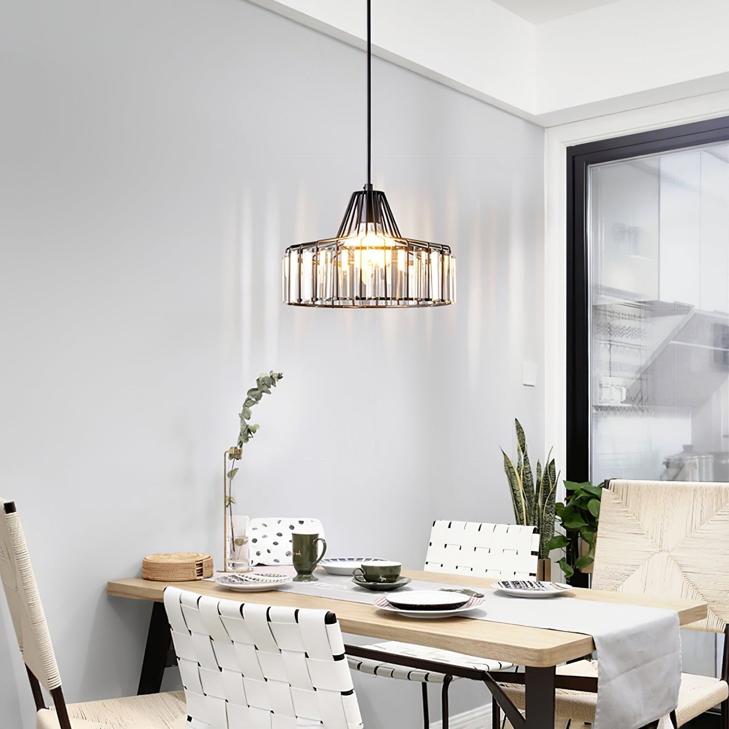 Lámpara Colgante Moderna de Cristal Negro | Elegante Luminaria Suspendida