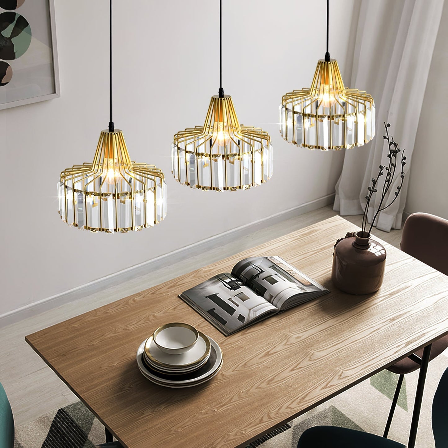 Lámpara Colgante Moderna de Cristal Negro | Elegante Luminaria Suspendida
