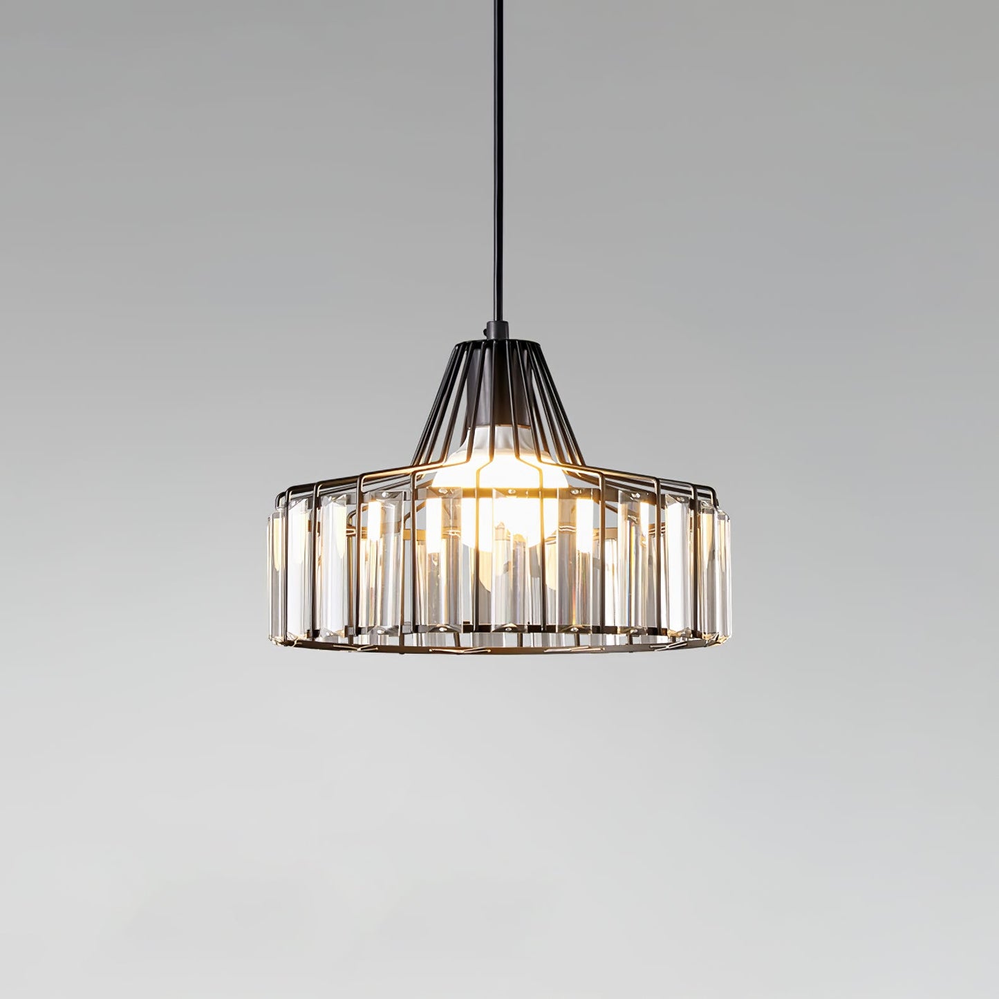 Lámpara Colgante Moderna de Cristal Negro | Elegante Luminaria Suspendida