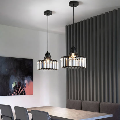 Lámpara Colgante Moderna de Cristal Negro | Elegante Luminaria Suspendida