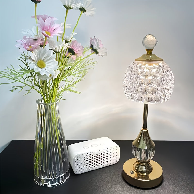 Lámpara de Mesa Crystal Touch | Luz LED Recargable para Mesita de Noche