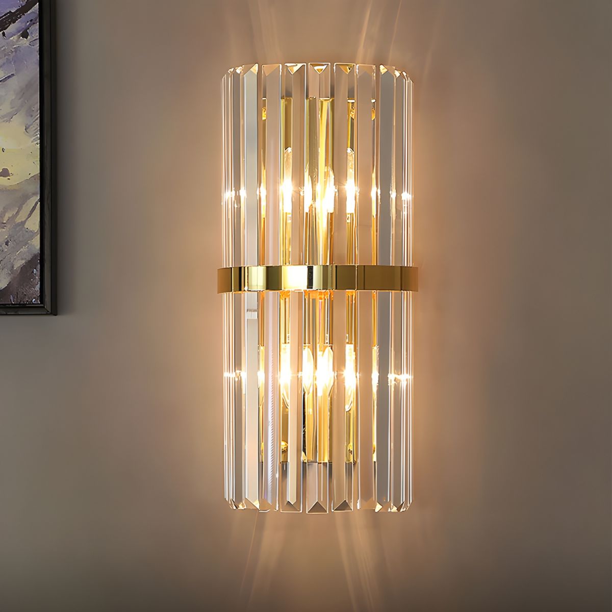Lámpara de Pared de Cristal | Aplique de Acero Inoxidable de Lujo Moderno