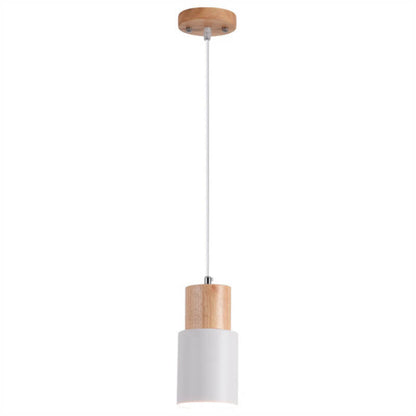 Lámpara Colgante Cilíndrica Macaron Nórdica | Diseño Moderno en Madera y Metal