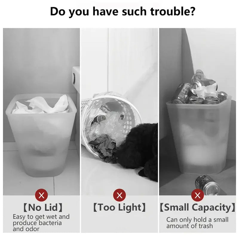 Cubo de basura moderno de 15L con cierre hermético contra olores y patas elevadas | Contenedor de desechos elegante para cocina, sala y baño