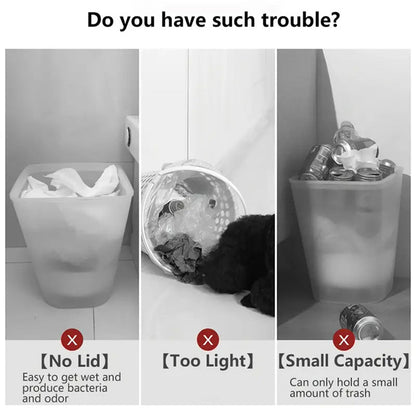 Cubo de basura moderno de 15L con cierre hermético contra olores y patas elevadas | Contenedor de desechos elegante para cocina, sala y baño