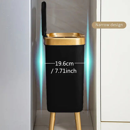 Cubo de basura moderno de 15L con cierre hermético contra olores y patas elevadas | Contenedor de desechos elegante para cocina, sala y baño