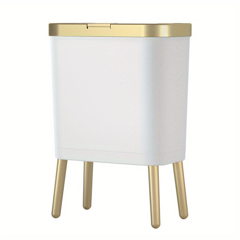 Cubo de basura moderno de 15L con cierre hermético contra olores y patas elevadas | Contenedor de desechos elegante para cocina, sala y baño