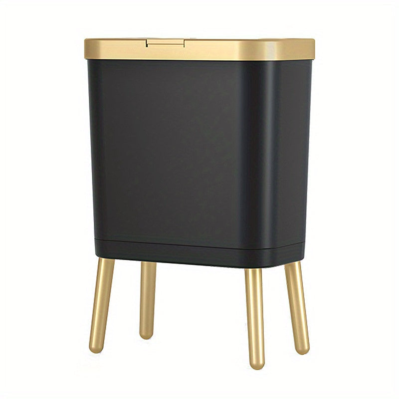 Cubo de basura moderno de 15L con cierre hermético contra olores y patas elevadas | Contenedor de desechos elegante para cocina, sala y baño