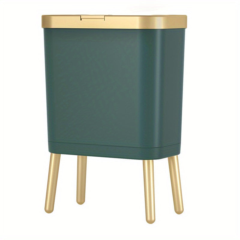 Cubo de basura moderno de 15L con cierre hermético contra olores y patas elevadas | Contenedor de desechos elegante para cocina, sala y baño