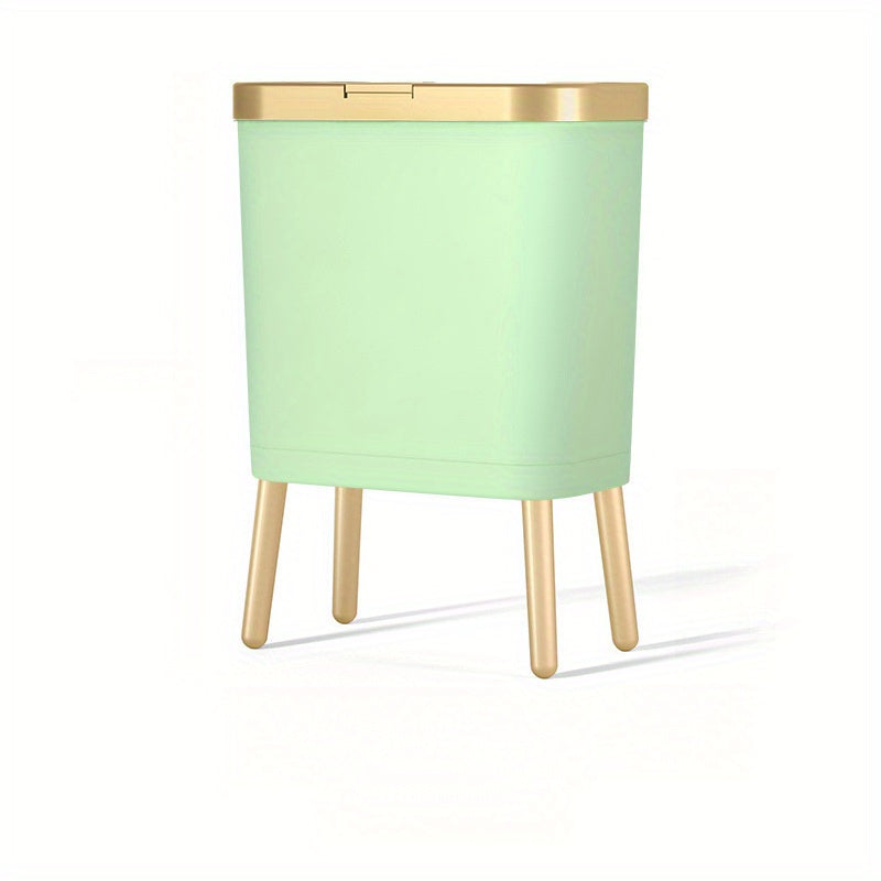 Cubo de basura moderno de 15L con cierre hermético contra olores y patas elevadas | Contenedor de desechos elegante para cocina, sala y baño