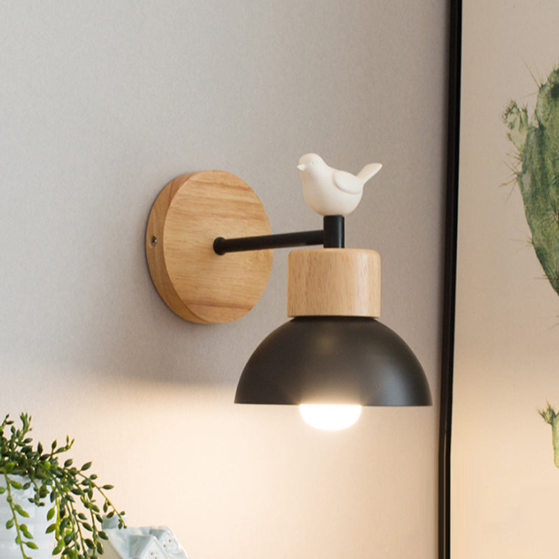 Lámpara de Pared de Madera Nórdica para Pájaros | Aplique de Pared LED para Cabecera