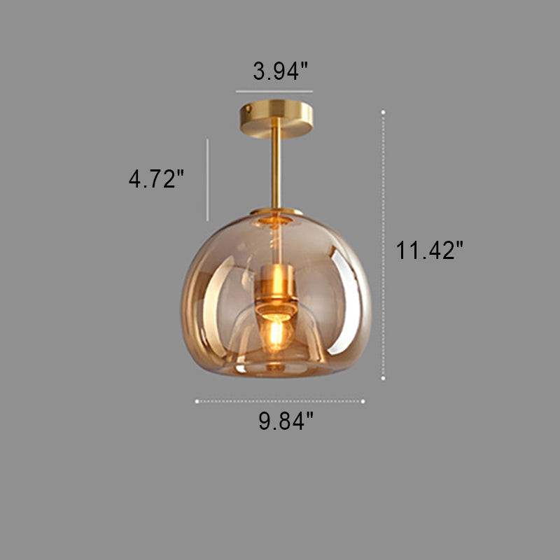 Lámpara de Techo con Bola de Cristal Nórdica | Montaje Semi-Empotrado