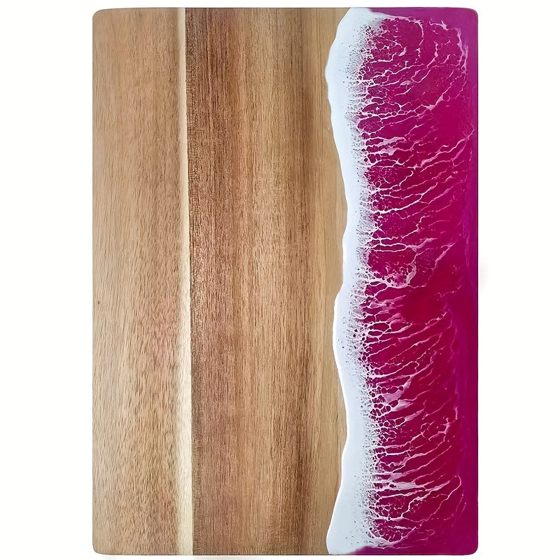 Tabla de cortar de resina con diseño de ola | Tabla para quesos y servir de madera de acacia inspirada en el océano