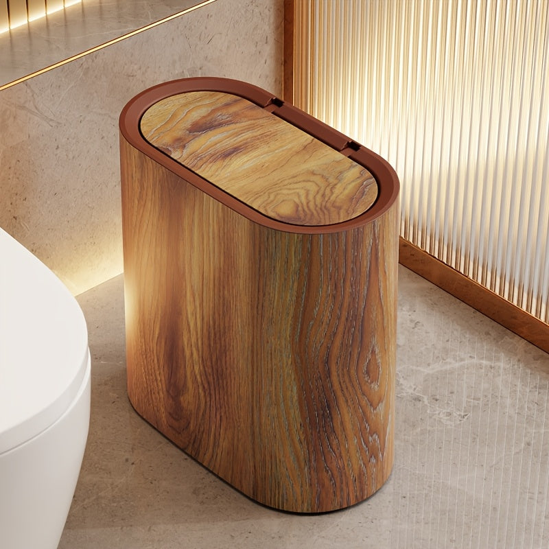 Papelera con diseño de mármol | Cubo moderno para baño y cocina con tapa