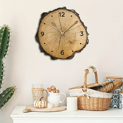 Reloj de Pared de Rodaja de Madera Rústica | Decoración para el Hogar con Diseño de Tronco Natural