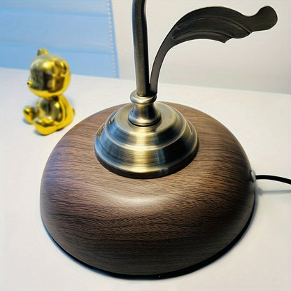 Lámpara de Mesa Vintage con Cuello de Ganso | Luz de Noche USB de Latón Antiguo