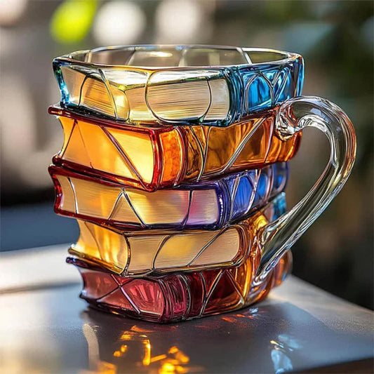 Taza Vidrio Diseño Libro 3D Regalo Literario