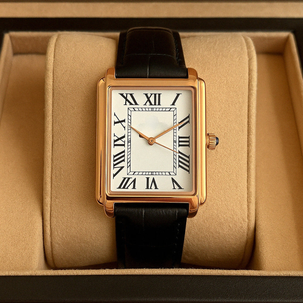 Reloj clásico de vestir para hombre, cuadrado, analógico, estilo retro