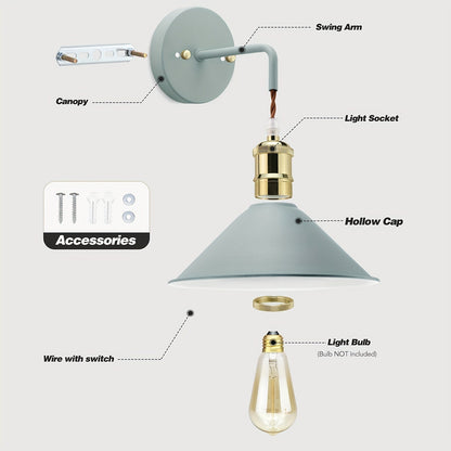 Aplique de pared moderno de metal | Lámpara de pared industrial con acabado en aceite