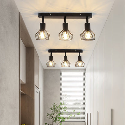 Foco de techo vintage de 3 luces | Lámpara industrial de metal negro