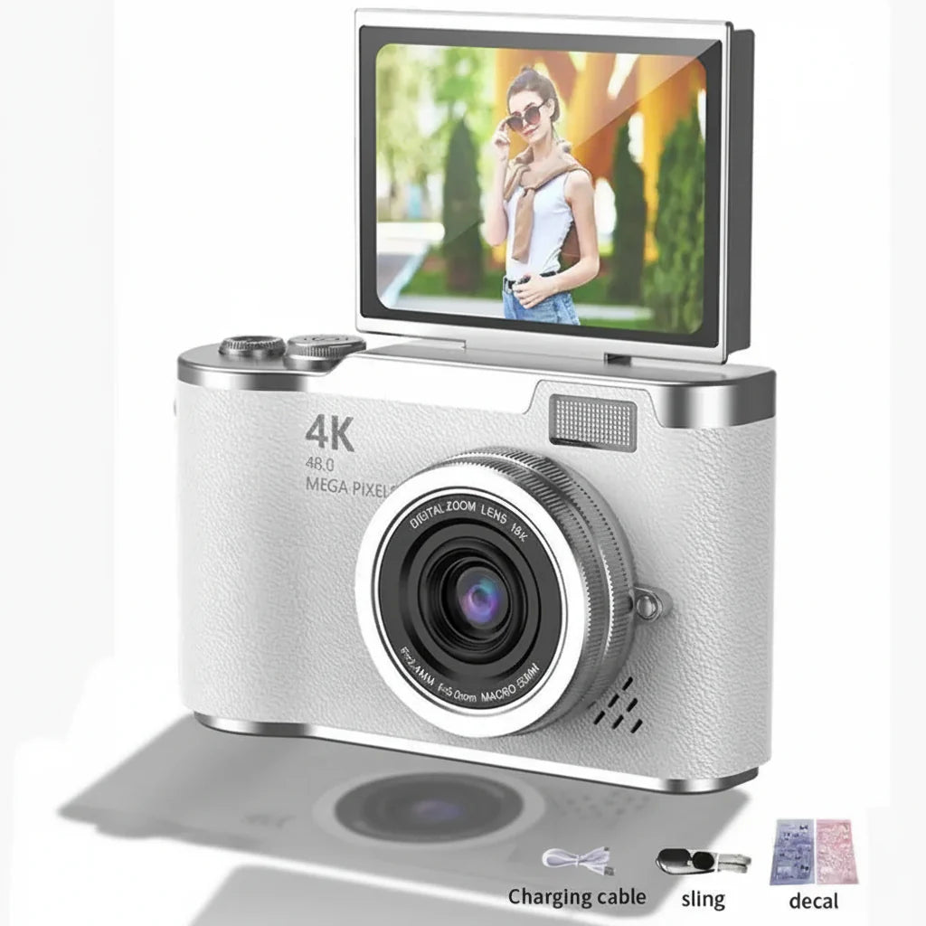 Cámara digital 4K pantalla abatible 48MP zoom 8X compacta para foto y video