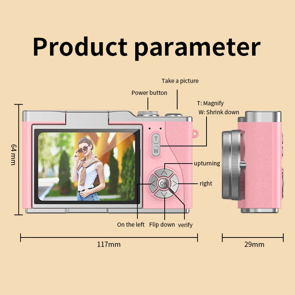 Cámara digital 4K pantalla abatible 48MP zoom 8X compacta para foto y video