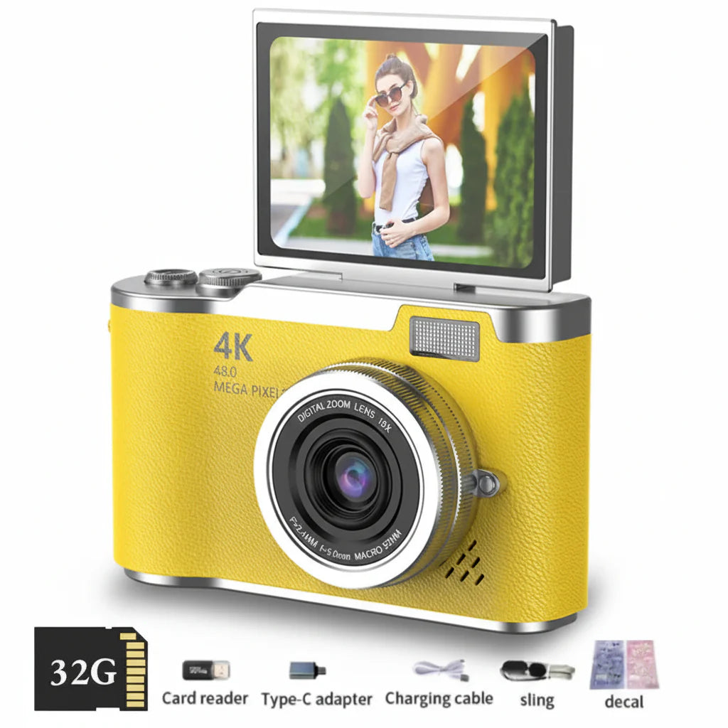 Cámara digital 4K pantalla abatible 48MP zoom 8X compacta para foto y video
