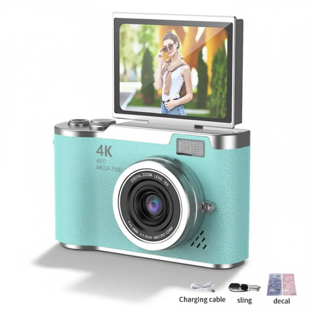 Cámara digital 4K pantalla abatible 48MP zoom 8X compacta para foto y video