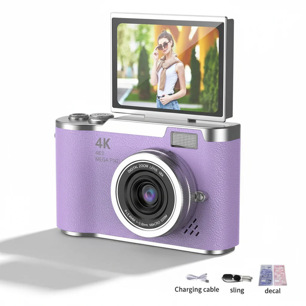 Cámara digital 4K pantalla abatible 48MP zoom 8X compacta para foto y video