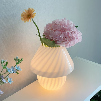 Lámpara de mesa con forma de hongo de vidrio estilo Murano | Luz de mesa regulable por USB
