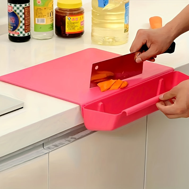 Tabla de cortar 2 en 1 con caja de almacenamiento | Tabla de cocina portátil y soporte para alimentos