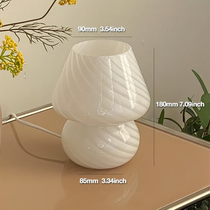 Lámpara de mesa con forma de hongo de vidrio estilo Murano | Luz de mesa regulable por USB